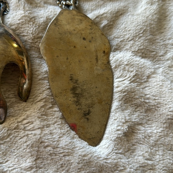 Set of 3 Vintage Silver Plate Vineyard Grape Leaves Salad Set / Spoon Fork Cake. - Picture 13 of 15